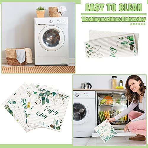 8 Pcs Swedish Kitchen Dishcloths Soft Swedish Kitchen Cloths for Kitchen Reusable Dish Towels Absorbent and Fast Dry Kitchen Washcloths for Dishes Reusable Washcloths Washable Cleaning Wipes (Leaves) - SHOP NO2CO2