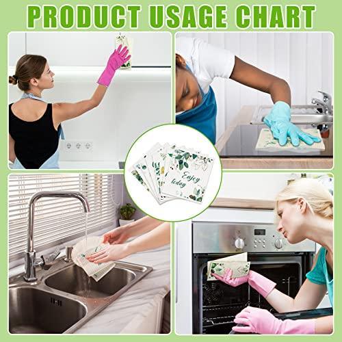 8 Pcs Swedish Kitchen Dishcloths Soft Swedish Kitchen Cloths for Kitchen Reusable Dish Towels Absorbent and Fast Dry Kitchen Washcloths for Dishes Reusable Washcloths Washable Cleaning Wipes (Leaves) - SHOP NO2CO2