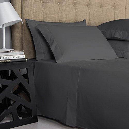 800-Thread-Count 100% Pure Cotton Bed Sheets -4 Pc Full Size Dark Grey Sheet Set, Single Ply Long Staple Combed Cotton Yarns, Best Luxury Sateen Weave, Fits Mattress Upto 17'' Deep Pocket - SHOP NO2CO2