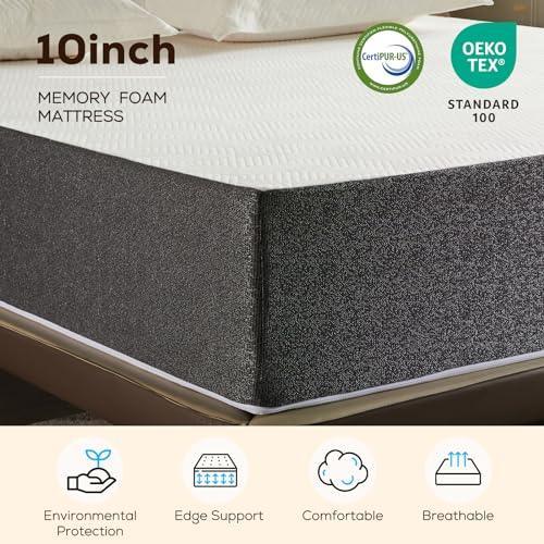 Ablyea Queen Mattress 10 Inch Gel Memory Foam Mattress in a Box - CertiPUR-US Certified/Pressure Relief/Medium Firm Queen Size Bed Mattresses - SHOP NO2CO2