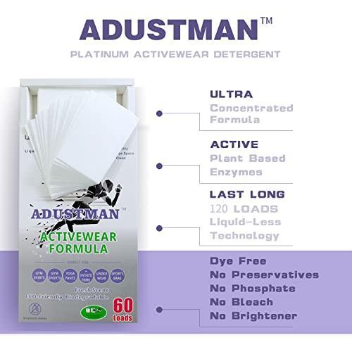 ADUSTMAN Laundry Detergent Sheets Active Wear Formula Breeze Fresh 120 loads 2 Pack Liquid-less Tech Earth-Friendly More Convenient Wash Laundry Liquid Pods Powder - SHOP NO2CO2