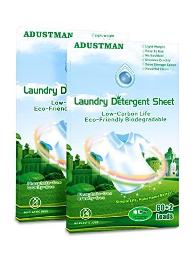 ADUSTMAN Laundry Detergent Sheets (Strips) 124 Loads 2 Pack Fresh Breeze Liquid-Less Technology - SHOP NO2CO2