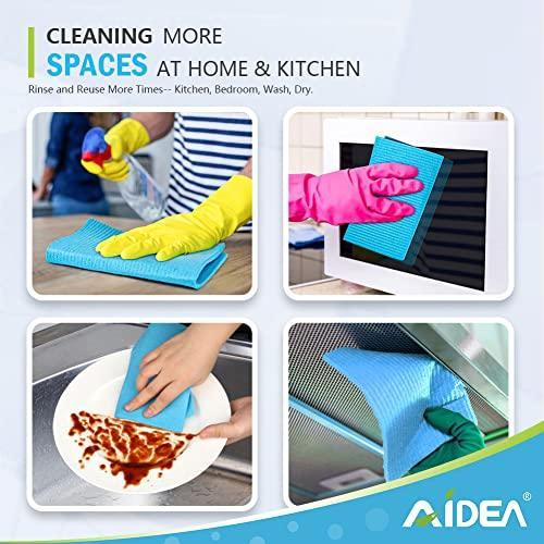 AIDEA Dish Cloth Swedish - Pack of 50, Cellulose Sponge Cloths, Absorbent Friendly Reusable Dish Rags, Dishcloths for Kitchen, and Dish Rag - 7" x 9" - SHOP NO2CO2