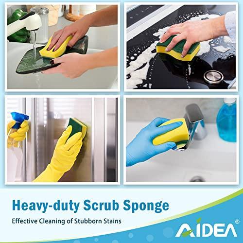 AIDEA Heavy Duty Scrub Sponge-50 Count, Cleaning Sponge, Kitchen Dish Sponge, Effortless Cleaning Eco Scrub Pads for Dishes,Pots,Pans All at Once - SHOP NO2CO2