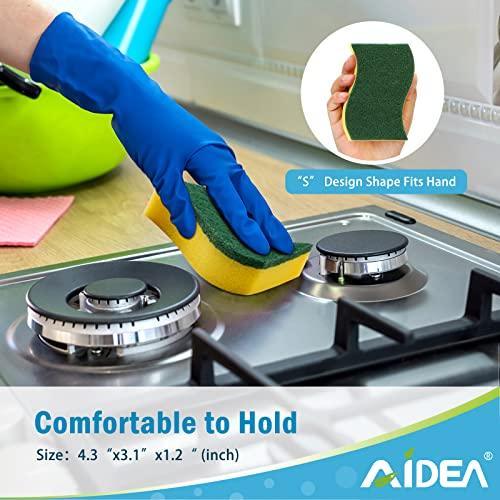 AIDEA Heavy Duty Scrub Sponge-50 Count, Cleaning Sponge, Kitchen Dish Sponge, Effortless Cleaning Eco Scrub Pads for Dishes,Pots,Pans All at Once - SHOP NO2CO2