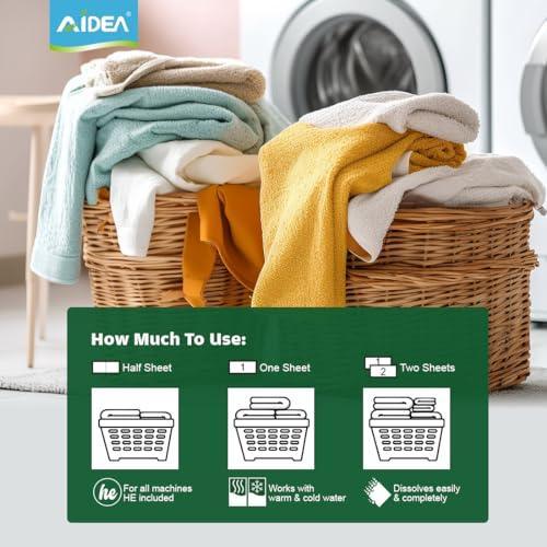 AIDEA Laundry Detergent Sheets, Eco-Friendly Laundry Detergent, Washer Sheets Detergent, No Plastic Jug, Laundry Soap Sheets For Travel, Home Washing, Fresh Scent-(160 Loads) 80 Sheets - SHOP NO2CO2