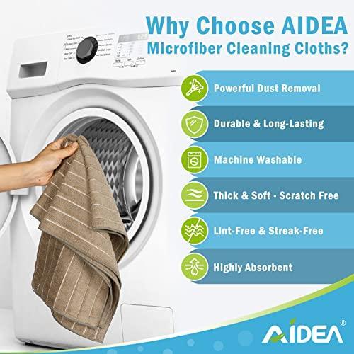 AIDEA Microfiber Cleaning Cloth-8PK, 12”x12”, Soft, Absorbent, Multi-Purpose Microfiber Cleaning Rags for House Kitchen Bathroom-Brown - SHOP NO2CO2