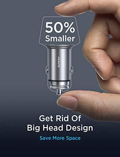 AINOPE USB C Car Charger Super Mini All Metal 36W Fast USB Car Charger PD&QC 3.0 Dual Port Car Adapter Compatible with iPhone 12/12 Pro/Max/Mini/iPhone 11/Pro/Max/XR/XS/Max/8, Galaxy S21/20/10-Silver - SHOP NO2CO2