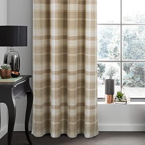 always4u Beige Plaid Curtains Grommet Woolen Look Modern Living Room Bedroom Home Decoration Check Drapes Beige 2 Panels 45 * 95 Inch - SHOP NO2CO2