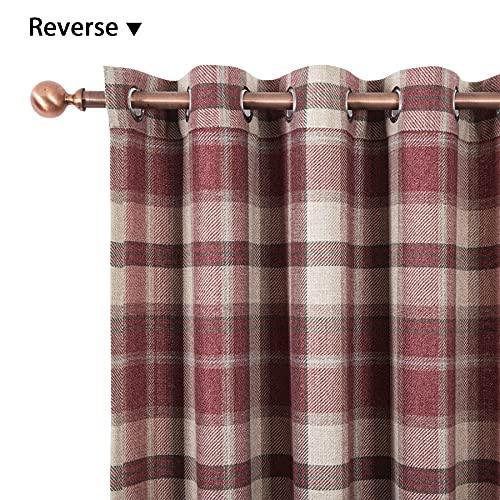 always4u Classic Red Plaid Curtains Highland Woolen Look Tartan Farmhouse Window Treatment Grommet Checked Curtains for Living Room Bedroom 2 Panels 54 * 63 Inches - SHOP NO2CO2