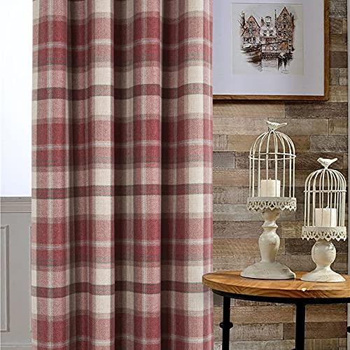 always4u Classic Red Plaid Curtains Highland Woolen Look Tartan Farmhouse Window Treatment Grommet Checked Curtains for Living Room Bedroom 2 Panels 54 * 63 Inches - SHOP NO2CO2