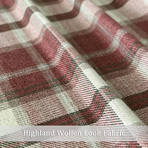 always4u Classic Red Plaid Curtains Highland Woolen Look Tartan Farmhouse Window Treatment Grommet Checked Curtains for Living Room Bedroom 2 Panels 54 * 63 Inches - SHOP NO2CO2