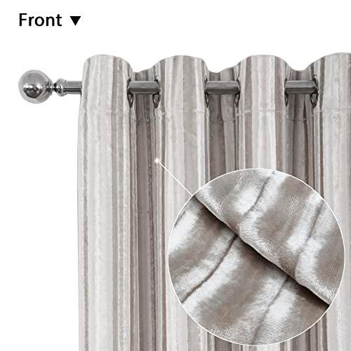 always4u Plush Velvet Curtains Luxury Velour Drapes for Living Room Bedroom Modern Shining Beautiful Window Treatment 2 Panels Beige 54 * 108 Inches - SHOP NO2CO2