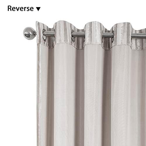 always4u Plush Velvet Curtains Luxury Velour Drapes for Living Room Bedroom Modern Shining Beautiful Window Treatment 2 Panels Beige 54 * 108 Inches - SHOP NO2CO2