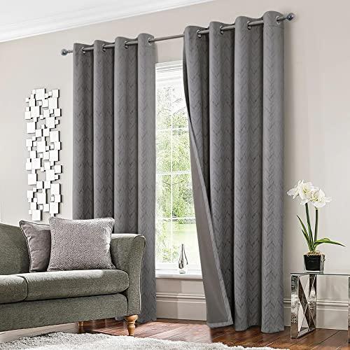 always4u Soft Embossed Velvet Chevron Pattern Drapes for Living Room Bedroom Dining Room 2 Panels 54 * 84 Inches Charcoal - SHOP NO2CO2