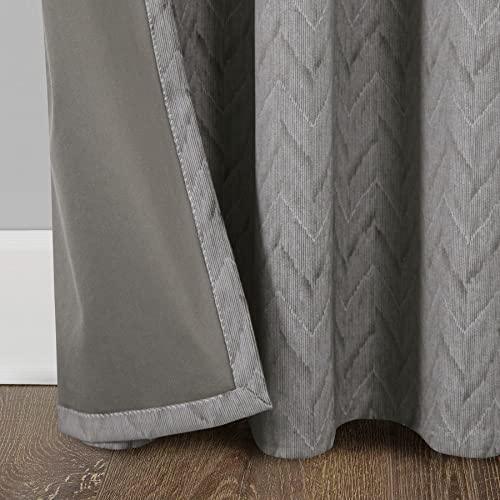 always4u Soft Embossed Velvet Chevron Pattern Drapes for Living Room Bedroom Dining Room 2 Panels 54 * 84 Inches Charcoal - SHOP NO2CO2