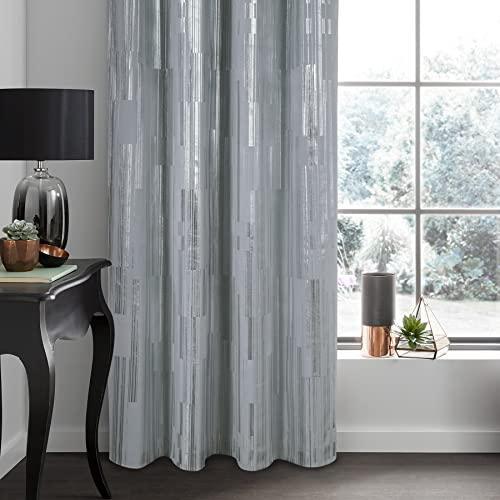 always4u Soft Velvet Curtains 84 Inches Length Luxury Foil Print Bedroom Curtains Energy Efficient Window Curtains for Living Room Set of 2 Silver - SHOP NO2CO2