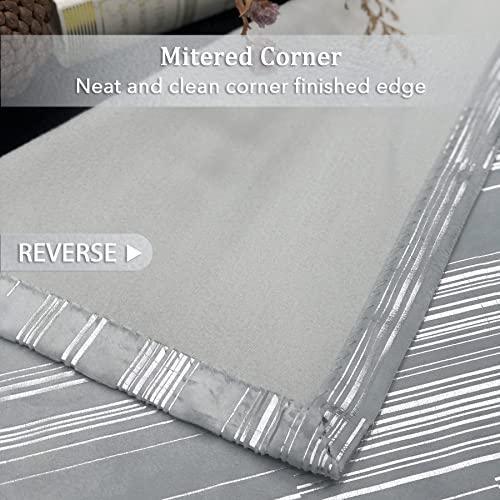 always4u Soft Velvet Curtains 84 Inches Length Luxury Foil Print Bedroom Curtains Energy Efficient Window Curtains for Living Room Set of 2 Silver - SHOP NO2CO2