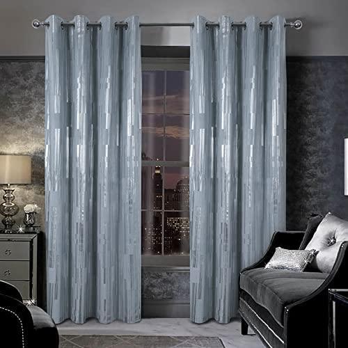 always4u Soft Velvet Curtains 84 Inches Length Luxury Foil Print Bedroom Curtains Energy Efficient Window Curtains for Living Room Set of 2 Silver - SHOP NO2CO2