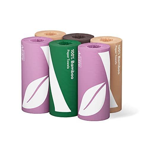 Amazon Aware 100% Bamboo Paper Towels, 6 Rolls, 2 ply, FSC Certified, 150 Sheets, 900 Count, Plastic-Free - SHOP NO2CO2