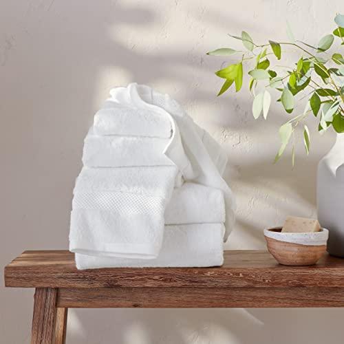 Amazon Aware 100% Organic Cotton Plush Bath Towels - 6-Piece Set, White, 56"L x 30"W - SHOP NO2CO2