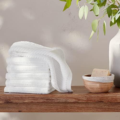 Amazon Aware 100% Organic Cotton Ribbed Bath Towels - Washcloths, 6-Pack, White - SHOP NO2CO2