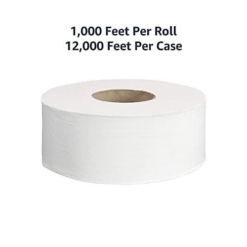 AmazonCommercial FSC Certified 2-Ply 9" Jumbo Toilet Paper, Septic Safe, Compatible with Universal Dispensers, Unscented, 1000 Feet per Roll, 12 Rolls, White - SHOP NO2CO2