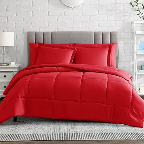 American Home Collection Comforter Set, Extra Warm Down Alternative Ultra Soft Microfiber, 2 Pieces Set with 1 Comforter and 1 Pillow Sham (Twin/Twin XL, Red) - SHOP NO2CO2