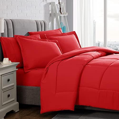 American Home Collection Comforter Set, Extra Warm Down Alternative Ultra Soft Microfiber, 2 Pieces Set with 1 Comforter and 1 Pillow Sham (Twin/Twin XL, Red) - SHOP NO2CO2