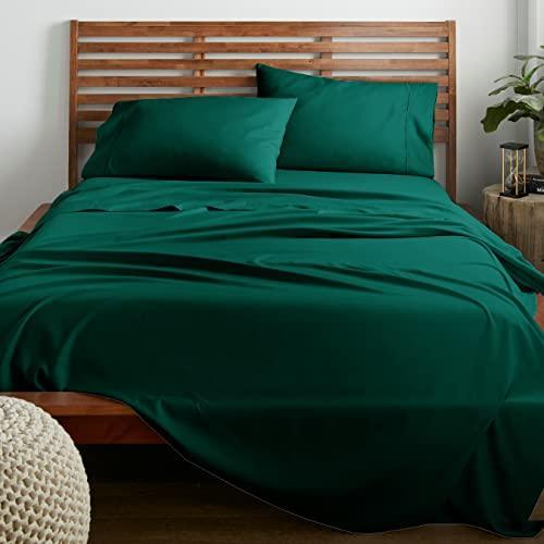 American Home Collection Full Size 4 Piece Sheet Set - Extra Soft Microfiber, Breathable, Wrinkle and Fade Resistant Luxury Bedding - Deep Pockets - Easy Fit - Forest Green Oeko-Tex Sheets - SHOP NO2CO2