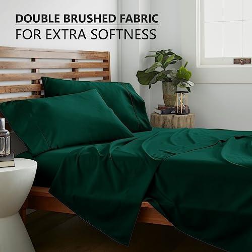 American Home Collection Full Size 4 Piece Sheet Set - Extra Soft Microfiber, Breathable, Wrinkle and Fade Resistant Luxury Bedding - Deep Pockets - Easy Fit - Forest Green Oeko-Tex Sheets - SHOP NO2CO2