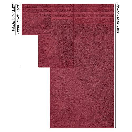 American Soft Linen 100% Turkish Carde Cotton 6 Piece Towel Set, 560 GSM Towels for Bathroom, Super Soft 2 Bath Towels 2 Hand Towels 2 Washcloths, Bordeaux Red - SHOP NO2CO2