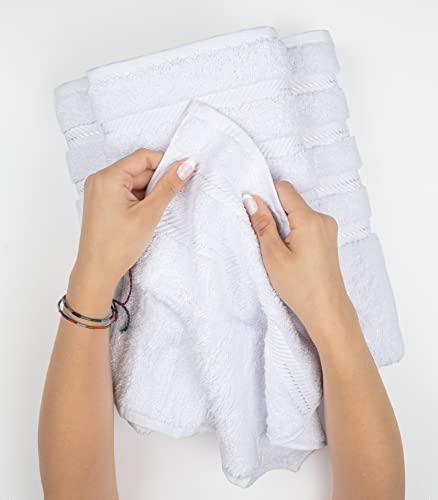 American Soft Linen Luxury 6 Piece Towel Set, 2 Bath Towels 2 Hand Towels 2 Washcloths, 100% Turkish Cotton Towels for Bathroom, White Towel Sets - SHOP NO2CO2