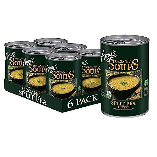 Amy's Soup, Vegan Split Pea Soup, Gluten Free, Made With Organic Split Peas and Vegetables, Canned Soup, 14.1 OZ (6 Pack) - SHOP NO2CO2