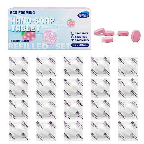 apptrin Foaming Hand Soap Refills Tablets 20 Pack, 174 fl oz Total (Make 20 x 8.7 fl oz Foam bottles of soap), Eco-Friendly Hand Wash Pods, Soft Hand Wash (Strawberry) - SHOP NO2CO2