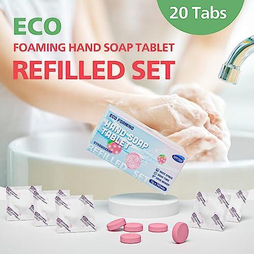 apptrin Foaming Hand Soap Refills Tablets 20 Pack, 174 fl oz Total (Make 20 x 8.7 fl oz Foam bottles of soap), Eco-Friendly Hand Wash Pods, Soft Hand Wash (Strawberry) - SHOP NO2CO2