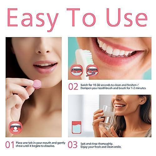 APPTRIN Toothpaste Tablets, 124 Pack Chewable Mouthwash Bite Tablets for Teeth Care, Whitening Toothpaste Tabs for Travel (Peach) - SHOP NO2CO2