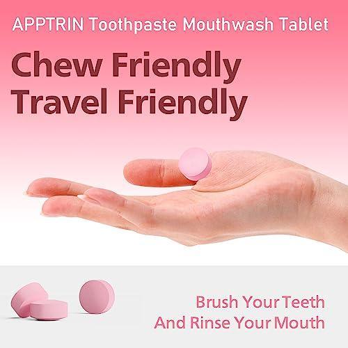 APPTRIN Toothpaste Tablets, 124 Pack Chewable Mouthwash Bite Tablets for Teeth Care, Whitening Toothpaste Tabs for Travel (Peach) - SHOP NO2CO2