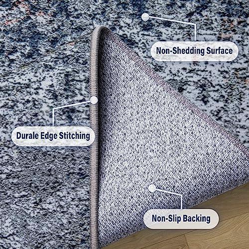 Area Rugs 9x12 Living Room: Large Machine Washable Area Rug with Non Slip Backing Non Shedding Abstract Stain Resistant Carpet for Bedroom Dining Room Nursery Home Office - Blue - SHOP NO2CO2