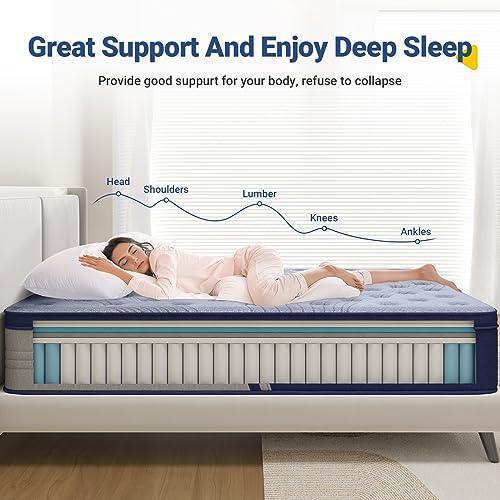 Avenco King Mattress, 12 Inch Hybrid King Mattress in a Box for Pressure Relief & Sound Sleep, Individually Wrapped Pocket Coils Innerspring Mattress for Motion Isolation, Medium Firm Feel Mattress - SHOP NO2CO2