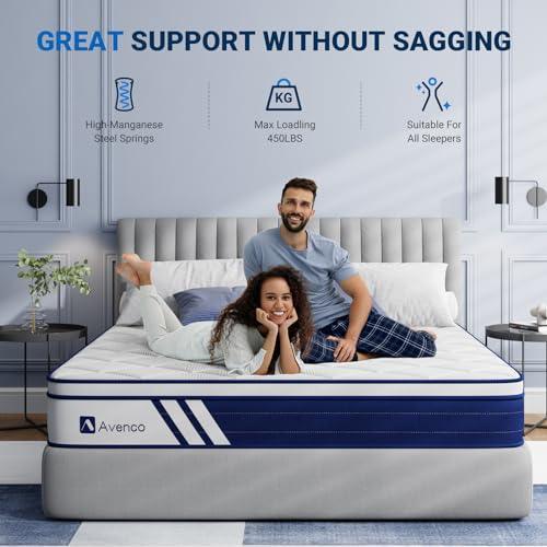 Avenco Queen Mattress, 12 Inch Queen Hybrid Mattress in a Box with Gel Memory Foam, Medium Firm Queen Size Bed Mattresses, Motion Isolation, CertiPUR-US Certified & 10 Year Warranty - SHOP NO2CO2