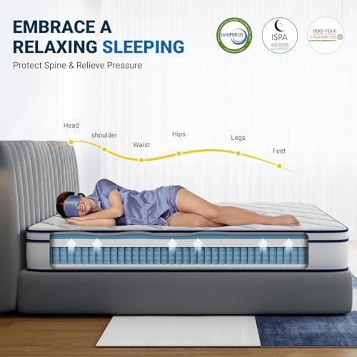 Avenco Queen Mattress, 12 Inch Queen Hybrid Mattress in a Box with Gel Memory Foam, Medium Firm Queen Size Bed Mattresses, Motion Isolation, CertiPUR-US Certified & 10 Year Warranty - SHOP NO2CO2