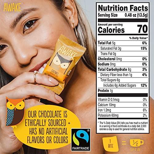 AWAKE - Caffeinated Chocolate Bites - Coffee Alternative - Low Calorie Snacks - Bite Size Energy Bars - 50mg of Caffeine in Each Bite - Non GMO - Vegan - Gluten Free - Dark Mint Chocolate - 50 Bites - SHOP NO2CO2