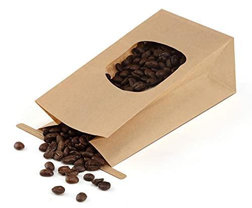 BagDream Bakery Bags with Window 50Pcs 3.54x2.36x6.7 Inches Small Paper Bags Tin Tie Tab Lock Bags Brown Window Bags, Coffee Bags, Cookie Bags, Treat Bags - SHOP NO2CO2