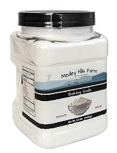 Baking Soda Aluminum Free By Medley Hills Farm 2.5 Lbs. in Reusable Container - Gluten-Free All Purpose Baking Soda for Cooking, Baking & Cleaning - Sodium Bicarbonate Pure Baking Soda Bulk - Made in USA - SHOP NO2CO2