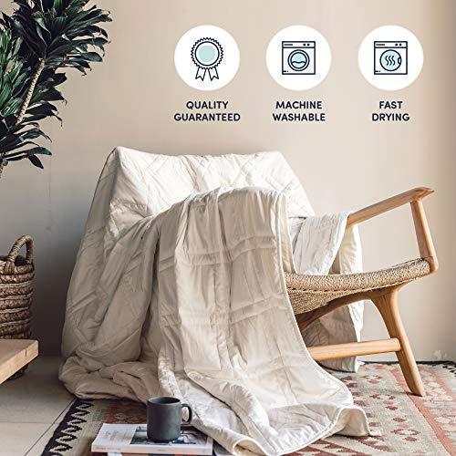 Baloo 15lb 100% Cotton Weighted Blanket for Cool & Breathable Sleep - Quilted Heavy Blanket - Cooling Weighted Blanket in Pebble White, 60x80 inches - SHOP NO2CO2