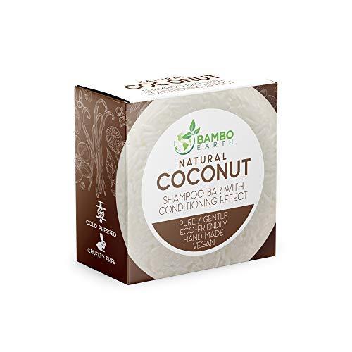 BAMBOEARTH Solid Shampoo Bar And Conditioner Effect Hair Soap – 100% Organic Shampoo Bars For Hair With All Natural Plant Based Essential Oils And Zero Waste Biodegradable Packaging (Coconut) - SHOP NO2CO2