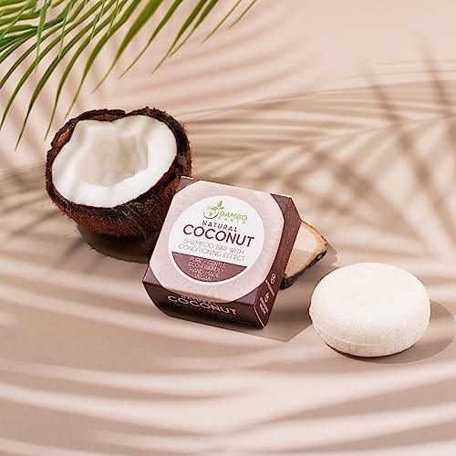 BAMBOEARTH Solid Shampoo Bar And Conditioner Effect Hair Soap – 100% Organic Shampoo Bars For Hair With All Natural Plant Based Essential Oils And Zero Waste Biodegradable Packaging (Coconut) - SHOP NO2CO2