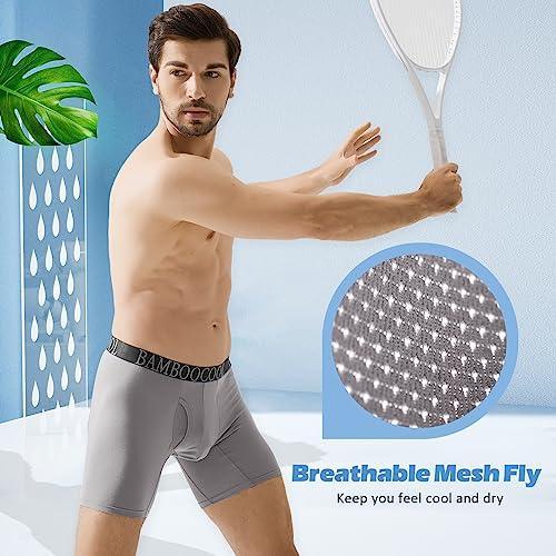 BAMBOO COOL Men's Breathable Underwear Moisture-Wicking Mesh Bamboo Boxer Briefs Performance 4 Pack - SHOP NO2CO2