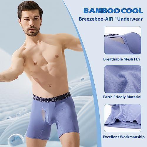 BAMBOO COOL Men's Breathable Underwear Moisture-Wicking Mesh Bamboo Boxer Briefs Performance 4 Pack - SHOP NO2CO2